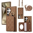 thumbnail image 1 of TECH CIRCLE for Galaxy S23 Plus Case, Quilted PU Leather Double Magnetic Clasp Shockproof Cover with Card Holder Shoulder Strap Mirror Ring Stand Flip Wallet Case for Galaxy S23 Plus 6.6",Brown, 1 of 9