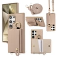 thumbnail image 1 of TECH CIRCLE for Galaxy S23 Plus Wallet Case with Card Holder, Lanyard Wrist Strap Loop Holder Kickstand RFID Blocking Finger Grip Ring PU Leather Shockproof Cover for Galaxy S23 Plus 6.6",Khaki, 1 of 8
