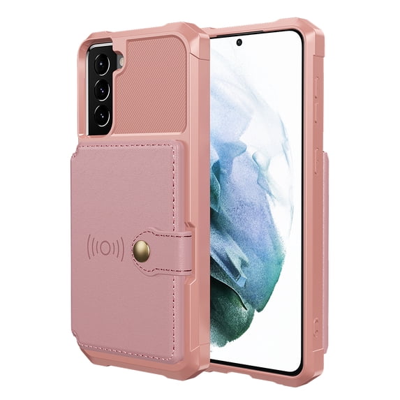 TECH CIRCLE Galaxy S23 Plus Wallet Case, Shockproof Rubber Card Holder Wallet PU Leather Back Phone Case Kickstand Protective Scratch Hybrid Bumper Shell for Samsung Galaxy S23 Plus 6.6" 2023, Pink