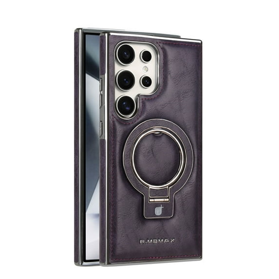 TECH CIRCLE for Galaxy S23 Ultra (2023) 6.8" PU Leather Case with Built-in Kickstand, Hands-free Viewing in Landscape/Portrait Modes, Compatible with MagSafe, Shockproof Protective Cover, Purple