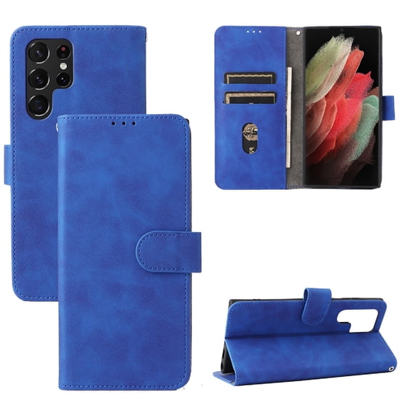 TECH CIRCLE Galaxy S23 Ultra 5G Wallet Case, PU Leather Wallet Flip Card Slots Cover Money Pocket Magnetic Closure Stand Kickstand Folio Phone Protective Case for Samsung S23 Ultra 5G, Blue