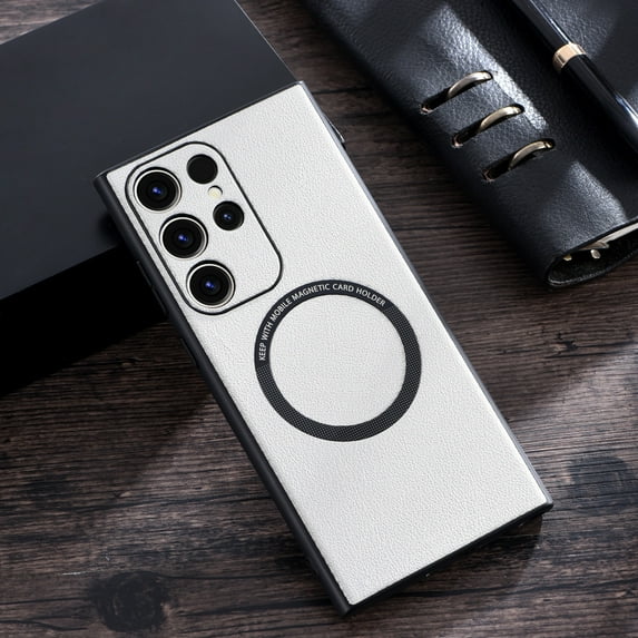 TECH CIRCLE Galaxy S23 Ultra Case 6.8" 2023 - Compatible with MagSafe Leather Cover, White