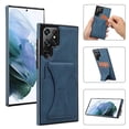 thumbnail image 1 of TECH CIRCLE Galaxy S23 Ultra Case - Classic Leather Case with Kickstand /Card Holder, Blue, 1 of 7