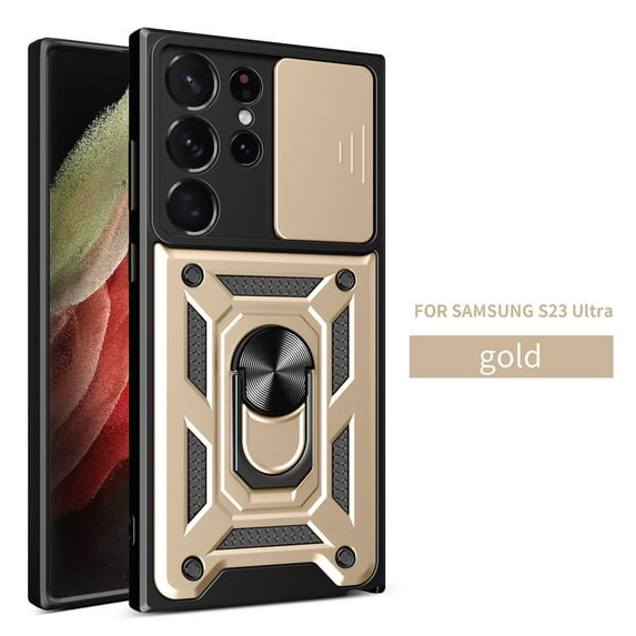 TECH CIRCLE Galaxy S23 Ultra Case, Heavy Duty Rugged Shockproof Protection Cover with 360 Rotating Magnetic Kickstand Car Mount Slide Camera Protective Cover for Samsung Galaxy S23 Ultra 6.8",Gold
