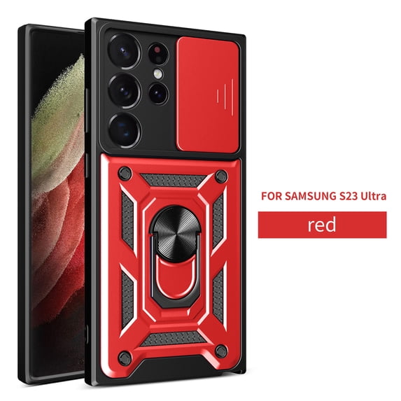TECH CIRCLE Galaxy S23 Ultra Case, Heavy Duty Rugged Shockproof Protection Cover with 360 Rotating Magnetic Kickstand Car Mount Slide Camera Protective Cover for Samsung Galaxy S23 Ultra 6.8",Red