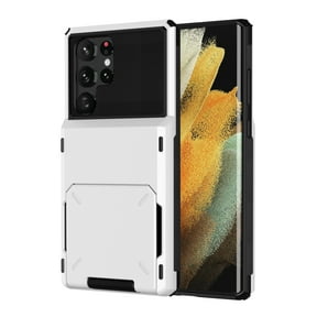 TECH CIRCLE for Galaxy S23 Ultra Case Wallet Credit Card Holder 5-Card Slot Hidden Back Pocket Dual Layer Hybrid Rugged Rubber Bumper Protective Hard Shell Cover for Samsung Galaxy S23 Ultra,White