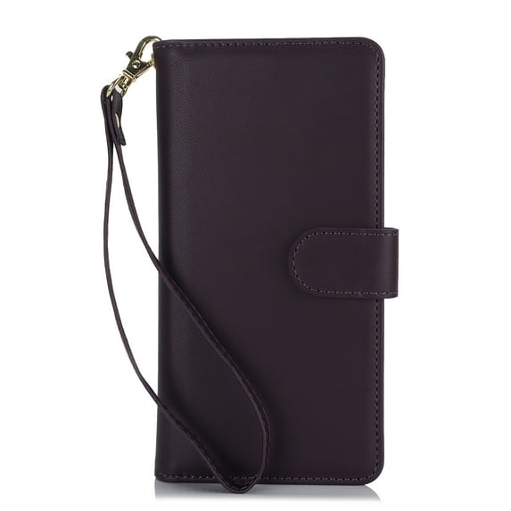 TECH CIRCLE For Galaxy S23 Ultra Wallet Case with Card Holder,PU Leather Flip Folio Shell Magnetic Closure Wrist Strap Kickstand Shockproof Protective Cover for Samsung Galaxy S23 Ultra,Darkpurple