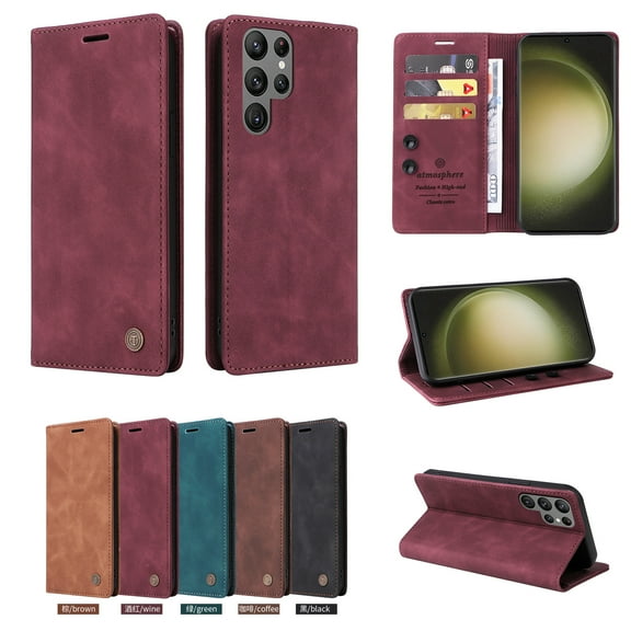 TECH CIRCLE For Galaxy S23 Ultra Wallet case,PU Leather Flip Folio Case with Card Holders RFID Blocking Kickstand Shockproof TPU Inner Shell Phone Cover forSamsung Galaxy S23 Ultra 2023,Red