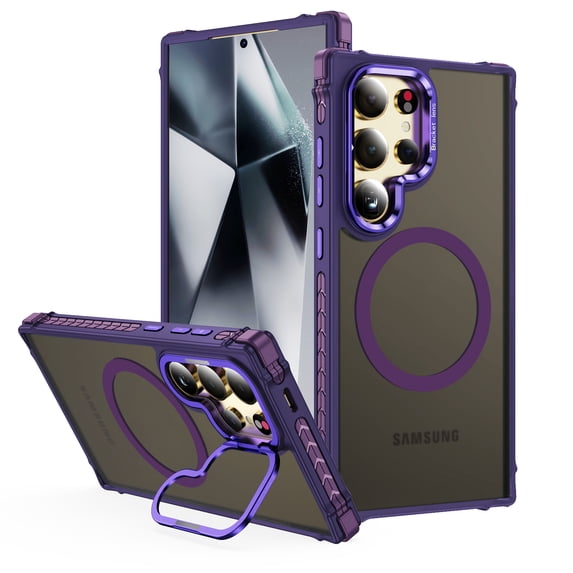 TECH CIRCLE for Galaxy S24 Case with Magnetic Lens Stand,Compatible with MagSafe,Slim Anti-Scratch Scratch-Resistant Shockproof Protective Magnetic Back Phone Case for Galaxy S24 6.1" 2024,Purple