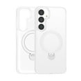 thumbnail image 1 of TECH CIRCLE For Galaxy S24 Case with Magnetic Stand,Military Drop Protection Compatible with MagSafe Slim Translucent Shockproof Ring Holder Cover for Samsung Galaxy S24 6.1",White, 1 of 7