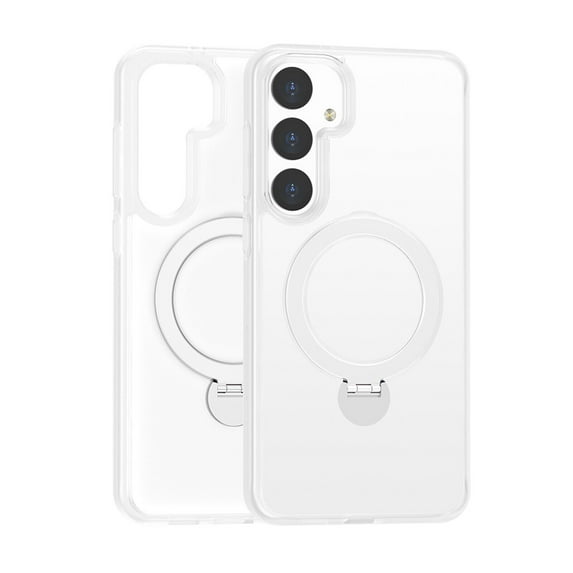 TECH CIRCLE For Galaxy S24 Case with Magnetic Stand,Military Drop Protection Compatible with MagSafe Slim Translucent Shockproof Ring Holder Cover for Samsung Galaxy S24 6.1",White