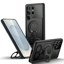 TECH CIRCLE for Galaxy S24 Plus 2024 Slim Magnetic Phone Case with Rotating Ring Holder Kickstand, Compatible with MagSafe Accessory, Lightweight Anti-Scratch Shockproof Protective Cover, Black