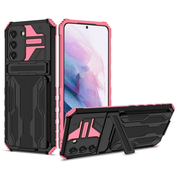 TECH CIRCLE Galaxy S24 Plus 5G Case, Dual-Layers Heavy Duty Rugged Shockproof Protective Card Slot Hidden Kickstand Military Grade Anti-Scratch Armor Case for Samsung Galaxy S24 Plus 6.6", Pink