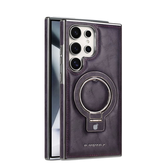 TECH CIRCLE for Galaxy S24 Ultra (2024) 6.8" PU Leather Case with Built-in Kickstand, Hands-free Viewing in Landscape/Portrait Modes, Compatible with MagSafe, Shockproof Protective Cover, Purple