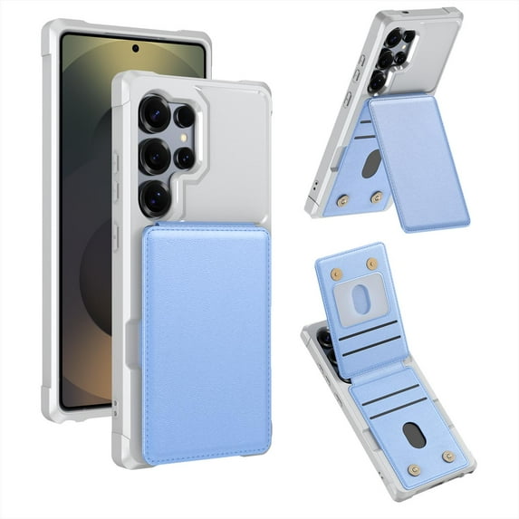 TECH CIRCLE for Galaxy S24 Ultra 6.8" 2024 Case with Magnetic Button Closure Flip Wallet (4 Card Holder Slot), Reinforced Corners, Shockproof TPU Scratch-Resistant Protective Lightweight Cover, Blue