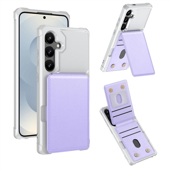 TECH CIRCLE for Galaxy S25 6.2" (2025) Case with Magnetic Button Closure Flip Wallet (4 Card Holder Slots), Reinforced Corner, Shockproof TPU Scratch-Resistant Protective Lightweight Cover, Purple