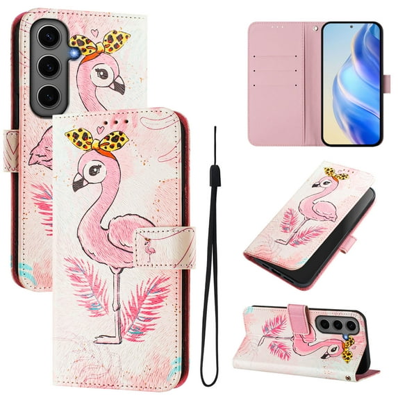 TECH CIRCLE for Galaxy S25 Case (6.2", 2025 Release), Cute Cartoon Flip Wallet Case with Wrist Strap, Built-in Card/Cash Slots, PU Leather Protective Fold Stand Phone Case, Bird