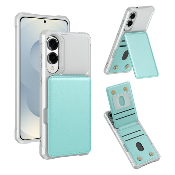 TECH CIRCLE for Galaxy S25 Edge 6.7" 2025 Case with Magnetic Button Closure Flip Wallet (4 Card Holder Slots), Reinforced Corners, Shockproof TPU Scratch-Resistant Protective Lightweight Cover, Green