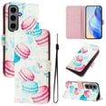 thumbnail image 1 of TECH CIRCLE for Galaxy S25 Edge Case (6.7", 2025 Release), Cute Cartoon Flip Wallet Case with Wrist Strap, Built-in Card/Cash Slots, PU Leather Protective Fold Stand Phone Case, Donuts, 1 of 10