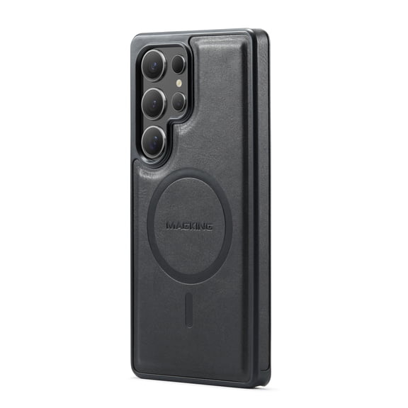 TECH CIRCLE for Galaxy S25 FE (6.7", 2025 Release) PU Leather Case, Compatible with MagSafe Wireless Charging and Magnetic Accessory, Anti-Scratch, Shockproof, Protective Phone Cover, Black