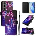 thumbnail image 1 of TECH CIRCLE for Galaxy S25 FE Case (6.7", 2025 Release), Cute Cartoon Flip Wallet Case with Wrist Strap, Built-in Card/Cash Slots, PU Leather Protective Fold Stand Phone Case, Purple Butterfly, 1 of 10