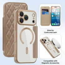 TECH CIRCLE for Galaxy S25 Plus Flip Wallet Case 6.7" 2025, Magnetic Clear Back, Compatible with MagSafe, 3 Card Slots, RFID Blocking, Camera Lens Protector, PU Leather Protective Cover, Desertgold