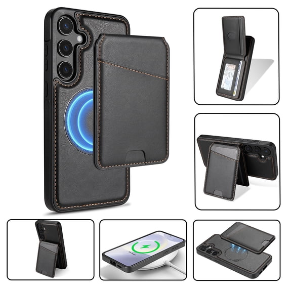 TECH CIRCLE for Galaxy S25 Plus Wallet Phone Case 6.7" 2025 Model, Removable Magnetic Flip Wallet with 3 Card Slots, Protective Magnetic Phone Cover, Compatible with MagSafe Accessories, Black