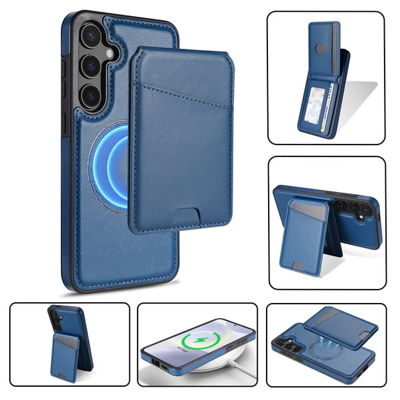 TECH CIRCLE for Galaxy S25 Plus Wallet Phone Case 6.7" 2025 Model, Removable Magnetic Flip Wallet with 3 Card Slots, Protective Magnetic Phone Cover, Compatible with MagSafe Accessories, Blue