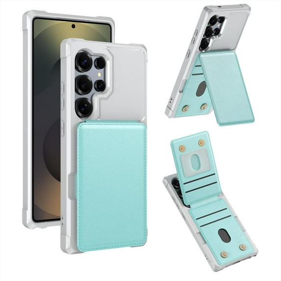 TECH CIRCLE for Galaxy S25 Ultra 6.9" 2025 Case with Magnetic Button Closure Flip Wallet (4 Card Holder Slot), Reinforced Corners, Shockproof TPU Scratch-Resistant Protective Lightweight Cover, Green