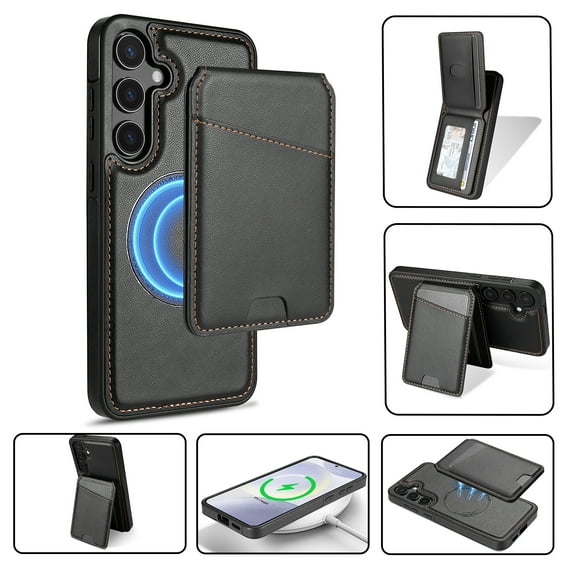 TECH CIRCLE for Galaxy S25 Ultra Wallet Phone Case 6.8" 2025 Model, Removable Magnetic Flip Wallet with 3 Card Slots, Protective Magnetic Phone Cover, Compatible with MagSafe Accessories, Black