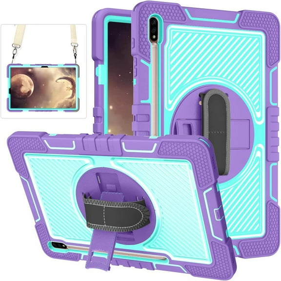 TECH CIRCLE Galaxy Tab A 8.4" Case SM-T307,  Sturdy Kickstand Rugged Case with Hand/Shoulder Strap, Purple