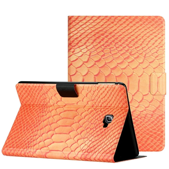 TECH CIRCLE Galaxy Tab A Case 10.1" 2016 Release (Model SM-T580) - Lightweight Leather Case with Stand & Card Slots, Orange