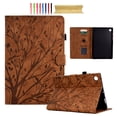 thumbnail image 1 of TECH CIRCLE Galaxy Tab A9 Case 8.7 inch 2023, Embossed Tree Pattern PU Leather Book Style Smart  Stand Auto Wake/Sleep Cover with Stand Card Slots Magnetic Clasp Shockproof Case, Brown, 1 of 10