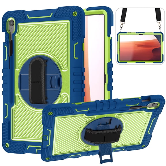 TECH CIRCLE For Galaxy Tab S10 FE+ (13.1") Tablet Shockproof Rugged Case with Rotating Kickstand/Hand Strap, Pen Holder, Shoulder Strap, Impact Resistant Heavy Duty Protective Hard Cover, Navy Green