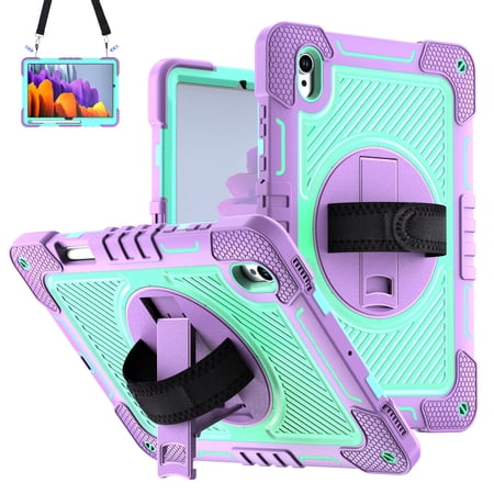 TECH CIRCLE For Galaxy Tab S11 (11") Tablet Shockproof Rugged Case with Rotating Kickstand/Hand Strap, Pen Holder, Shoulder Strap, Impact Resistant Heavy Duty Protective Hard Shell Cover, Purple Mint