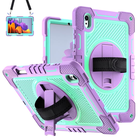 TECH CIRCLE For Galaxy Tab S11 (11") Tablet Shockproof Rugged Case with Rotating Kickstand/Hand Strap, Pen Holder, Shoulder Strap, Impact Resistant Heavy Duty Protective Hard Shell Cover, Purple Mint