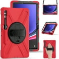 thumbnail image 1 of TECH CIRCLE Galaxy Tab S9 FE+/S9+/S8+/S7 FE/S7+ 12.4" Case,Rotatable Kickstand Heavy Duty Silicone Case with S Pen Holder Shoulder Strap Full Shockproof Rugged Protective Galaxy Tab 12.4" Case,Red, 1 of 11