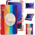 thumbnail image 1 of TECH CIRCLE Galaxy Tab S9 FE+/S9+/S8+/S7 FE/S7+ 12.4" Case,Rotatable Kickstand Heavy Duty Silicone Case with S Pen Holder Shoulder Strap Full Shockproof Rugged Protective Tab 12.4" Case,Rainbow Red, 1 of 11