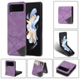 thumbnail image 1 of TECH CIRCLE for Galaxy Z Flip 4 Case, Slim Thin Premium PU Leather Wallet Case with Card Slots Anti- Slip Wireless Charging Flip Protective Phone Cover for Samsung Galaxy Z Flip 4 6.7", Purple, 1 of 6
