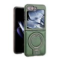 thumbnail image 1 of TECH CIRCLE for Galaxy Z Flip 5 (2023) 6.7" PU Leather Case with Built-in Kickstand, Hands-free Viewing in Landscape/Portrait Modes, Compatible with MagSafe, Shockproof Protective Cover, Green, 1 of 8