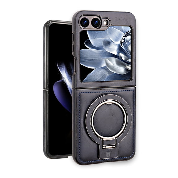 TECH CIRCLE for Galaxy Z Flip 5 (2023 Release) 6.7" PU Leather Case with Built-in Kickstand, Hands-free Viewing in Landscape/Portrait Modes, Compatible with MagSafe, Shockproof Protective Cover, Blue