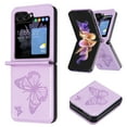 thumbnail image 1 of TECH CIRCLE Galaxy Z Flip 5 Case, Luxury Embossed Butterfly PU Leather Shockproof Full Body Protection Kickstand Flip Folio Shockproof TPU Phone Cover for Samsung Galaxy Z Flip 5 6.7", Violet, 1 of 8