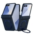 thumbnail image 1 of TECH CIRCLE for Galaxy Z Flip 6 2024 6.7" Magnetic Phone Case with Rotating Kickstand Grip Ring Holder, Compatible with MagSafe, Built-in Tempered Glass Screen Protector, Protective Slim Cover, Blue, 1 of 7