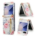 thumbnail image 1 of TECH CIRCLE for Galaxy Z Flip 6 Case 6.7" 2024, Cute Flower Wallet Phone Case with Credit Card Holder Slots & Zipper Pocket, PU Leather Lightweight Crossbody Case with Shoulder Strap for Women, White, 1 of 8