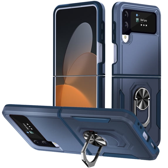 TECH CIRCLE Galaxy Z Flip 6 Case, Magnetic Ring Kickstand Military Grade Shockproof Heavy Duty Protective with Magnetic Car Mount Holder For Samsung Galaxy Z Flip 6 5G 6.7 inch,Blue/Blue