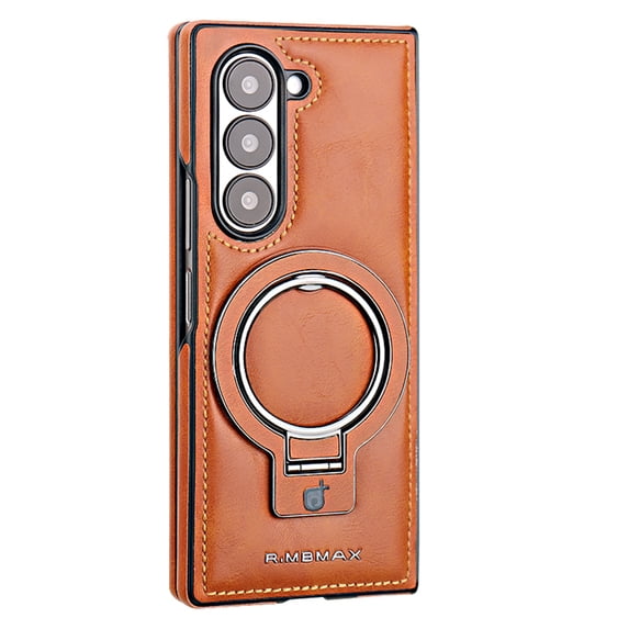 TECH CIRCLE for Galaxy Z Fold 3 (2021 Release) PU Leather Case with Built-in Kickstand, Hands-free Viewing in Landscape/Portrait Modes, Compatible with MagSafe, Shockproof Protective Cover, Brown