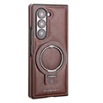 thumbnail image 1 of TECH CIRCLE for Galaxy Z Fold 3 (2021 Release) PU Leather Case with Built-in Kickstand, Hands-free Viewing in Landscape/Portrait Modes, Compatible with MagSafe, Shockproof Protective Cover, Darkbrown, 1 of 10
