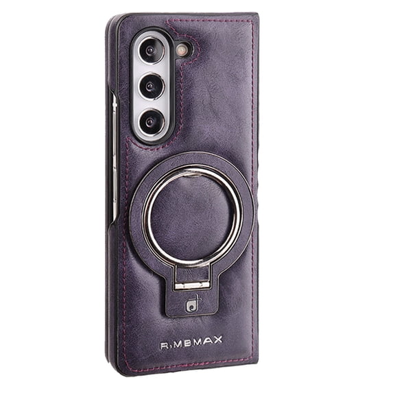 TECH CIRCLE for Galaxy Z Fold 3 (2021 Release) PU Leather Case with Built-in Kickstand, Hands-free Viewing in Landscape/Portrait Modes, Compatible with MagSafe, Shockproof Protective Cover, Purple