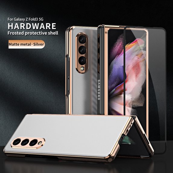 TECH CIRCLE Galaxy Z Fold 3 5G Case, Luxury Slim Drop Protection Rugged Cover Anti-Scratch Shookproof Protective Phone Case for Galaxy Z Fold 3 2021,Silver