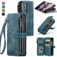 thumbnail image 1 of TECH CIRCLE Galaxy Z Fold 4 5G Wallet Case, Premium PU Leather Zipper Flip Folio RFID Blocking with Card Slot Wrist Strap Magnetic Closure Kickstand Protective Wallet Case for Women Men,Blue, 1 of 13